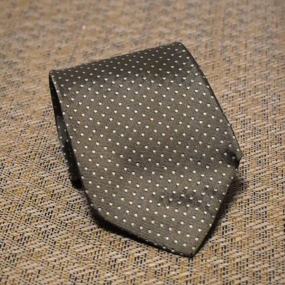 Ralph Lauren Purple Label Tie Mens OS Olive Green Good Polka Dot Silk England